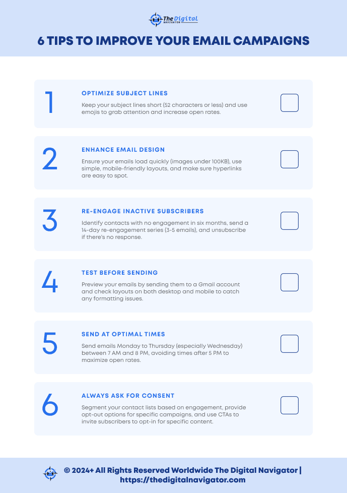 Checklist to improve email campaigns
