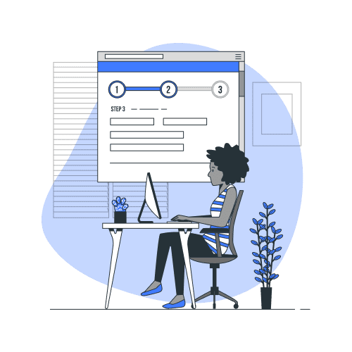 Image of a woman next to a tree with a digital business