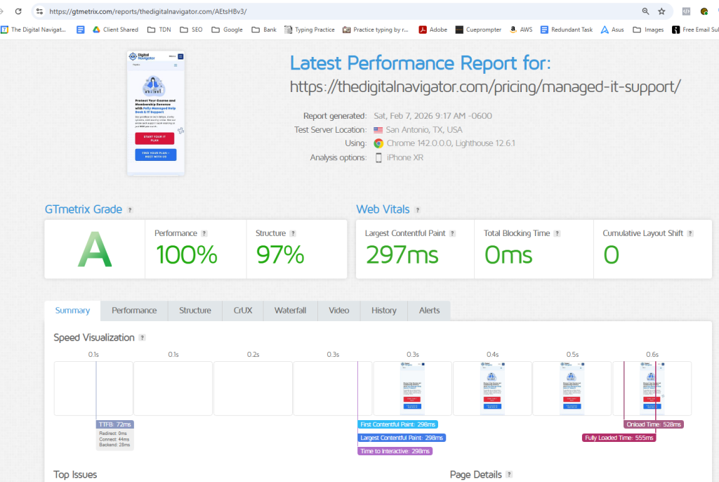 mobile page speed for TDN sales page - feb 7 2026