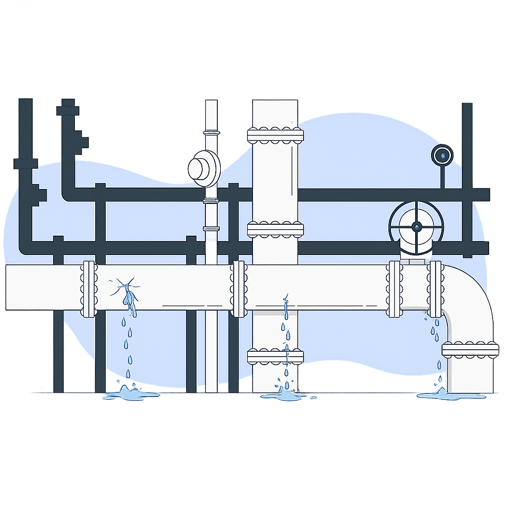 a graphic image of a pipe with leak
